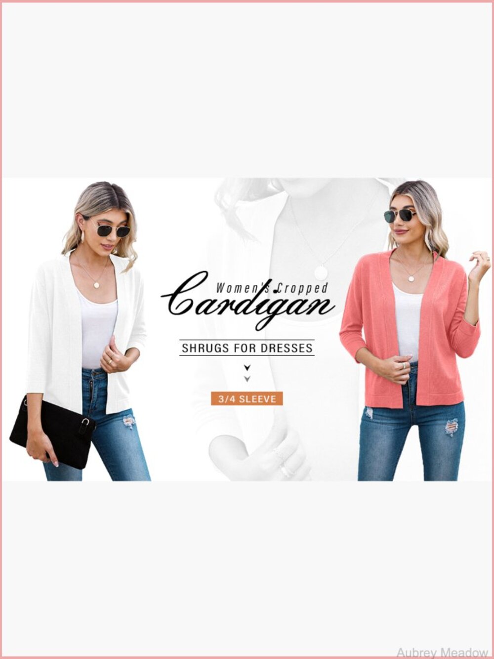 3/4 Sleeve Open Front Cropped Cardigan Sweater Elegant Shrug Layer - Picture 7 of 7